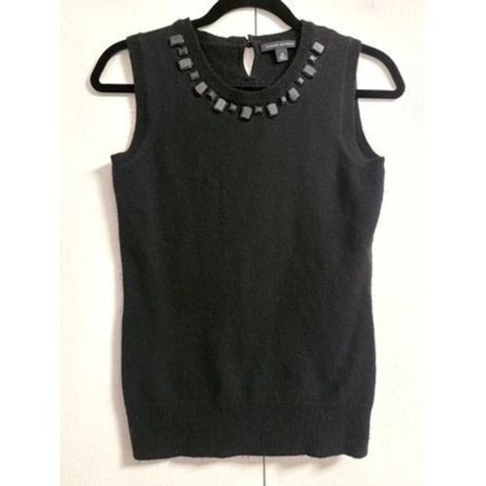 banana republic sleeveless shell XS cashmere lambswool black work career festive
